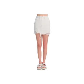 Blood Glitter Denim Short Skirts Women's White