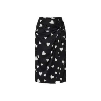 MOCO Casual Long Skirts Women's Black Background Print