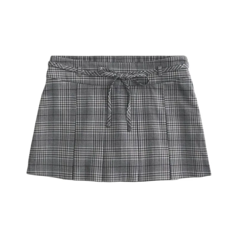 Hollister Casual Short Skirts Women's Gray Plaid-0
