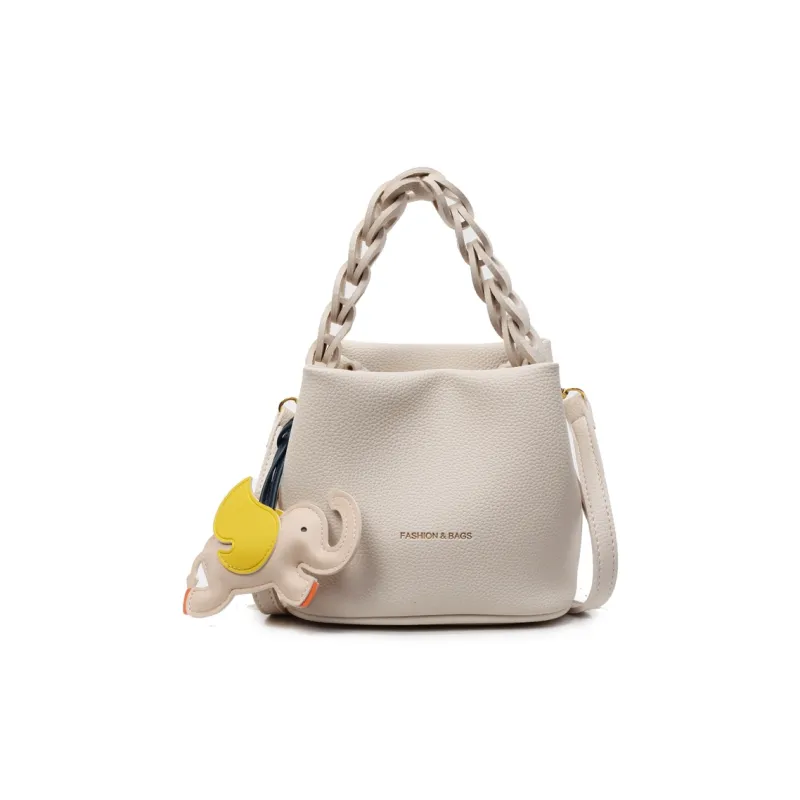 Paulinka PU Bucket Bag, One Shoulder Handbag Women's Ecru Black/Silver/Blue Pink-0