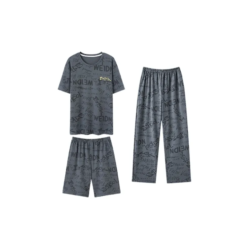 Floating Light Islands Pajama Set Men's Dark Gray-0