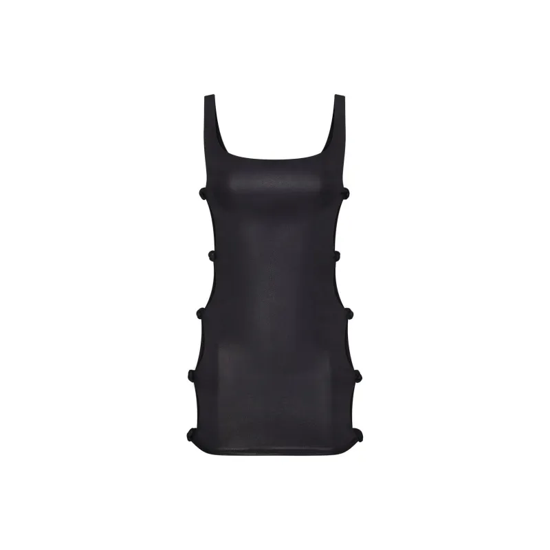 SKIMS LIQUID SHINE SWIM KNOTTED TANK DRESS One-piece Swimsuit Women's ONYX/Onyx-0