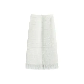 Famanxuan Casual Long Skirt Women's Sea Salt Apricot White
