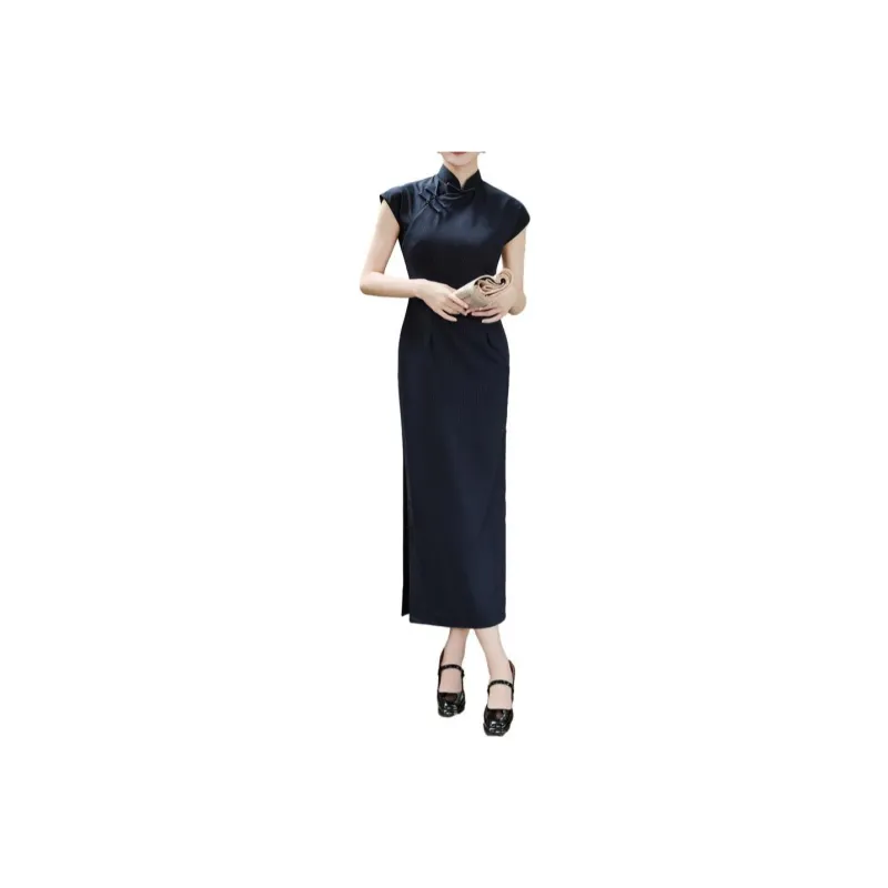 Red Colored Clothes Cheongsam Women's Black-0