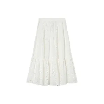 Goodland Casual Long Skirts Women's Raw White