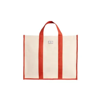 INES DE LA FRESSANGE Cotton Canvas Tote Bag, Shopping Bag, Shoulder Bag, Handbag Tubas Unisex Red
