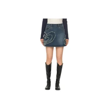 GUESS x YUEQI QI Denim Short Skirts Women's Blue