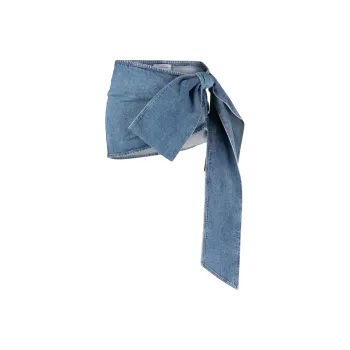 Blumarine Oversize-bow Denim Miniskirt
