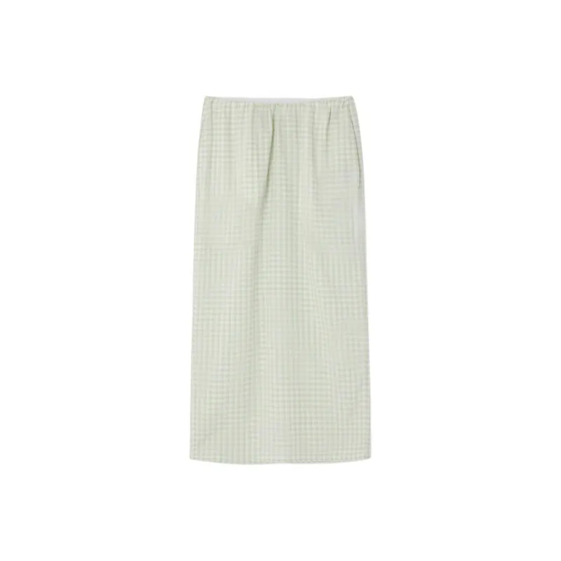 AMERICAN VINTAGE A.M SS24 JUPE FEMME PYKOBOO Casual Long Skirts Women's Vichy Opal Green-0