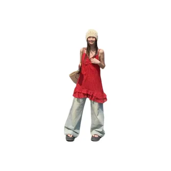 Mu Xiao Xin Slip Dresses Women's Red