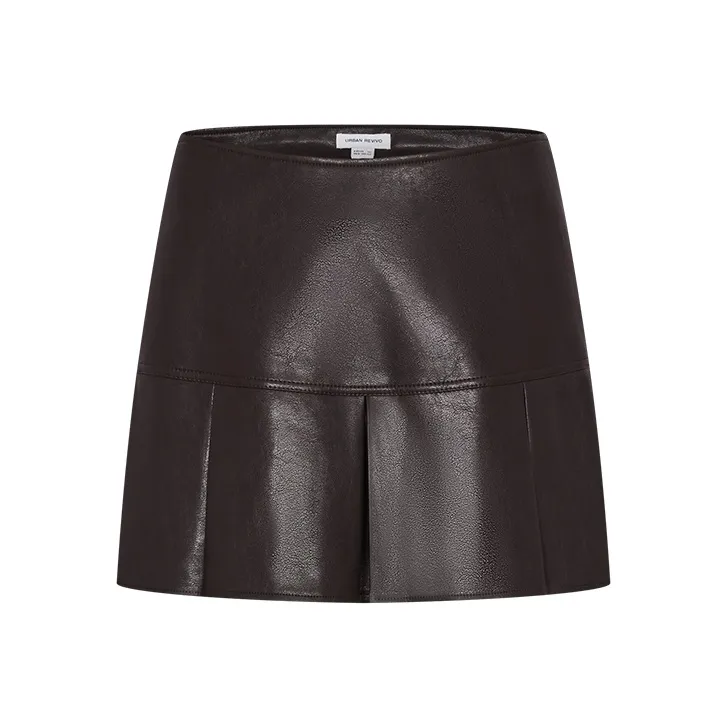 URBAN REVIVO Casual Short Skirts Women's Dark Red Brown-0