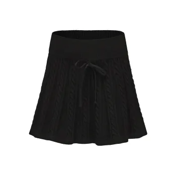 CHIWAWAMEME Casual Short Skirts Women's Medium Vintage Black Heather