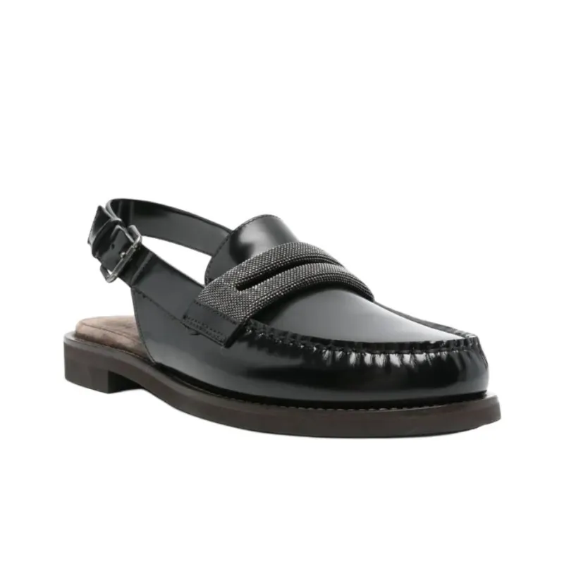 Brunello Cucinelli Leather Slingback Loafers Women's-2