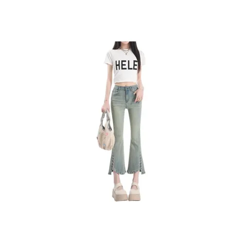 HELEH Jeans Women's Nostalgic Blue Ankle Length