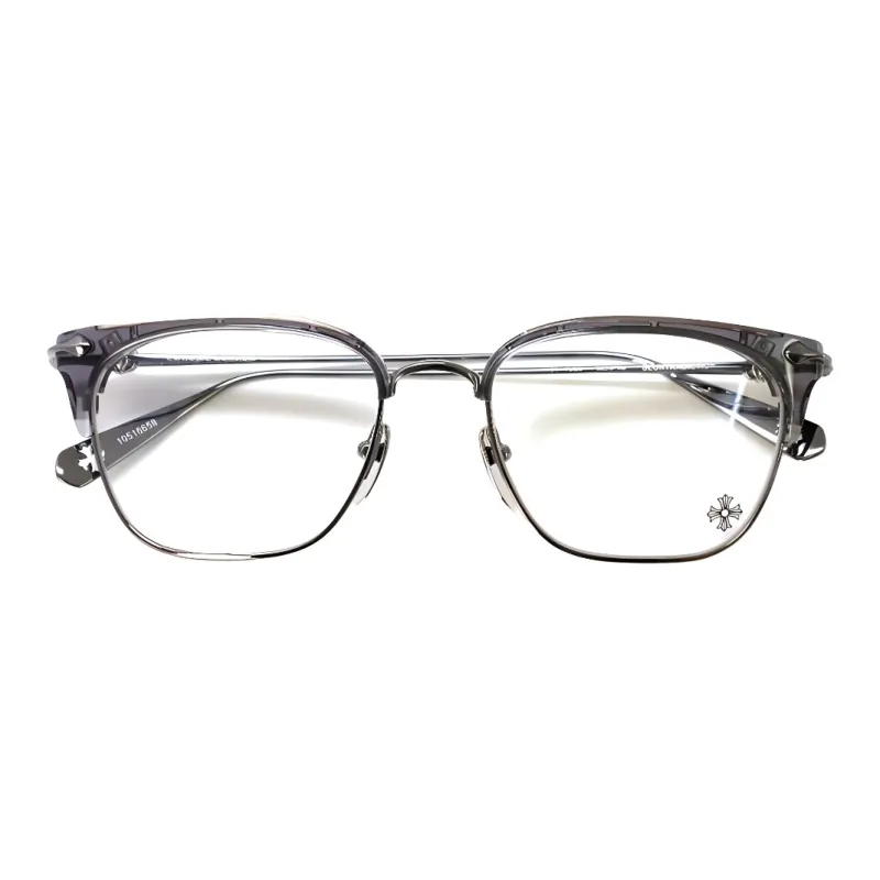 Chrome Hearts 925 Sterling Silver Square Eyeglass Frames Unisex Silver Gray-1