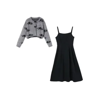 XIANGYING Skirt Set Women's Gray