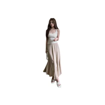 HUASJ Casual Long Skirts Women's Khaki