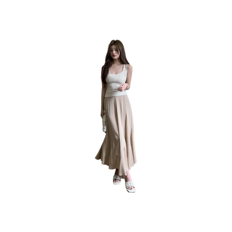 HUASJ Casual Long Skirts Women's Khaki-0