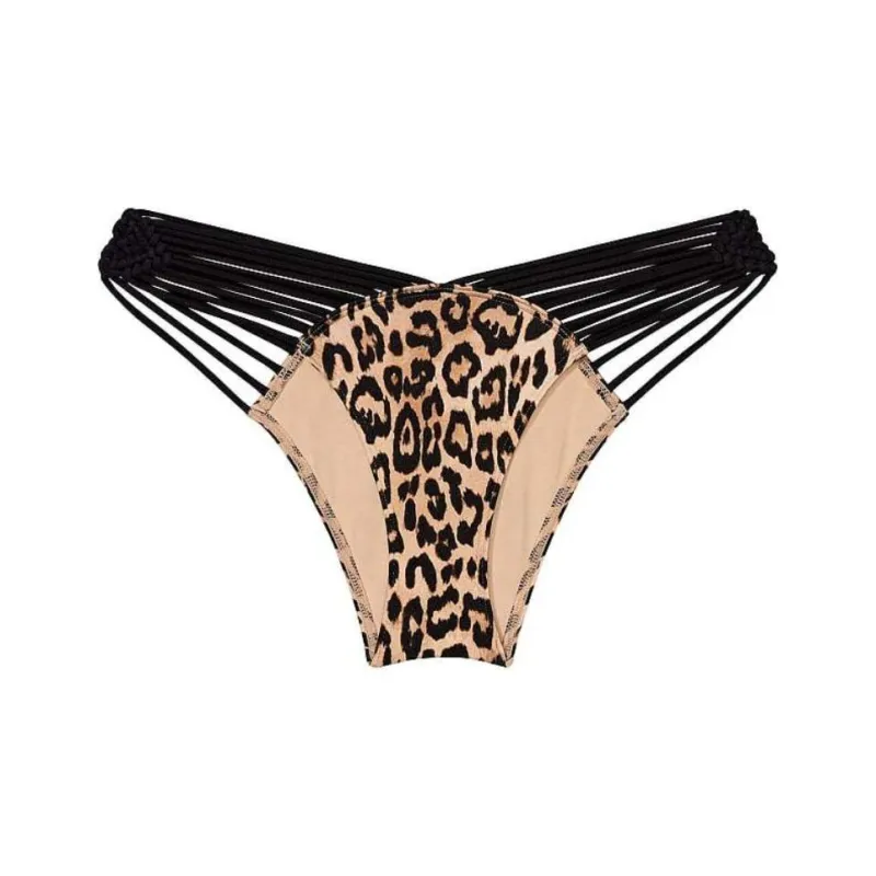 Victoria's Secret VS Archives Swim Macrame Brazilian Bikini Bottom / L Swimming Shorts Women's Leopard Print-0