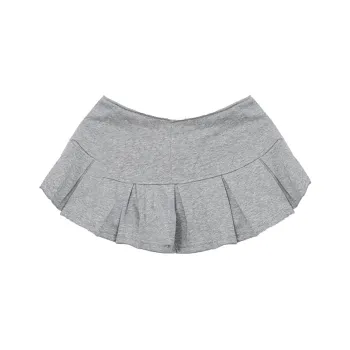 SUNSUNTOWN Pleated Skirt Women's Gray