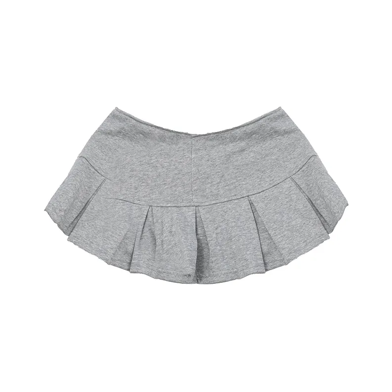 SUNSUNTOWN Pleated Skirt Women's Gray-0
