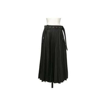 Sacai Belted Pleated Midi Skirt