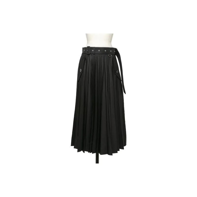 Sacai Belted Pleated Midi Skirt-0