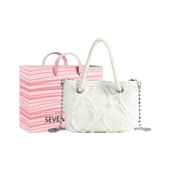 SEVENMOONS Fabric One Shoulder Handbag Women's White/Blue/Pink