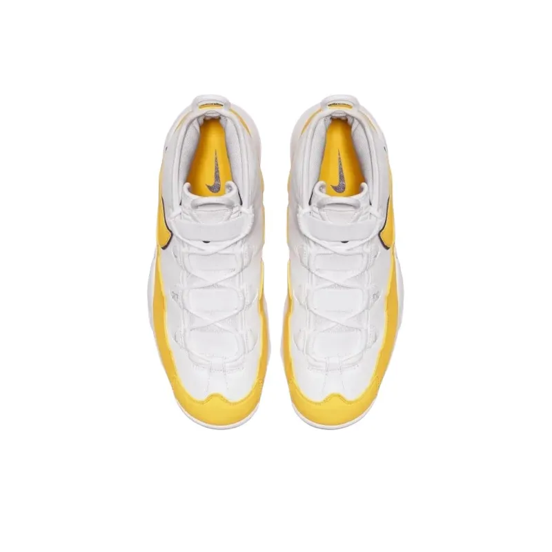 Nike Air Max Uptempo Anti Slip Wear Resistant Mid Top Basketball Shoes Unisex White Yellow 2025 Edition-2