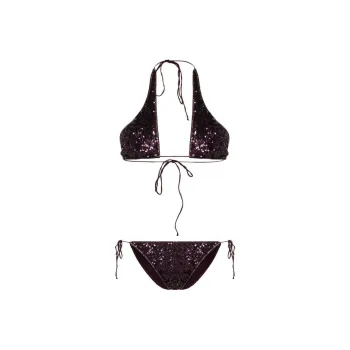Oséree Paillettes Crossed Sequin-embellished Bikini Set