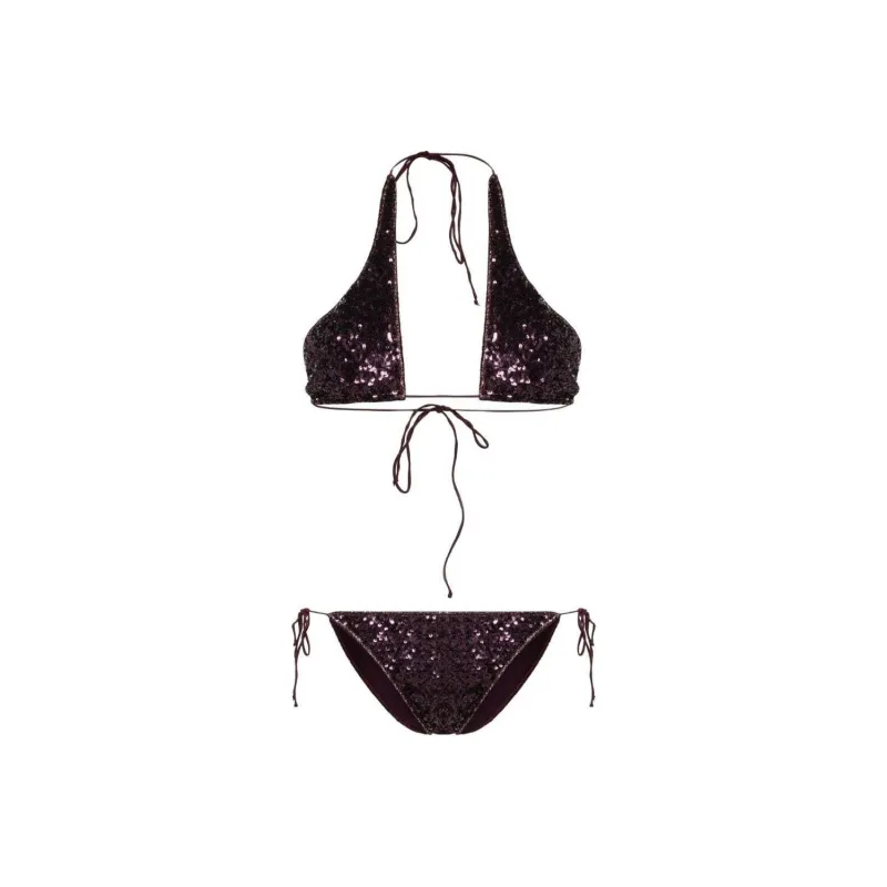 Oséree Paillettes Crossed Sequin-embellished Bikini Set-0
