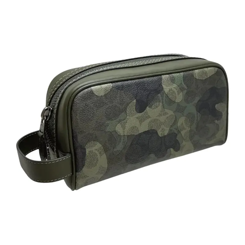 COACH Coated Canvas Makeup Bag Trumpets Unisex Dark Color Trefoil Multicolor-1