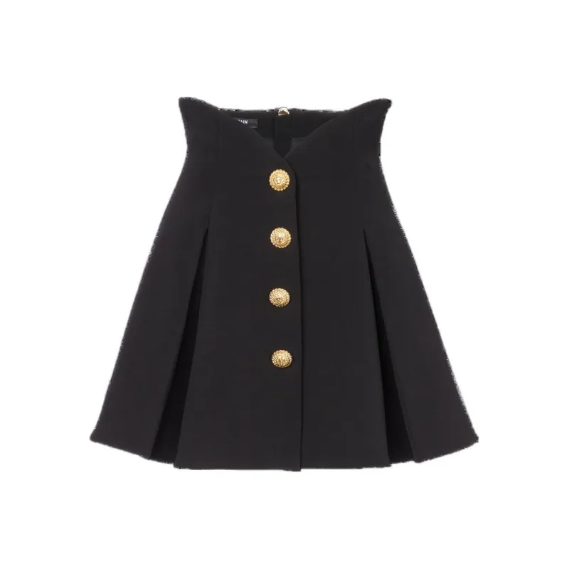 BALMAIN Pleated A line Miniskirt-0