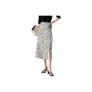 Mo Han Yi Mei SS24 Casual Long Skirt Women's White Floral