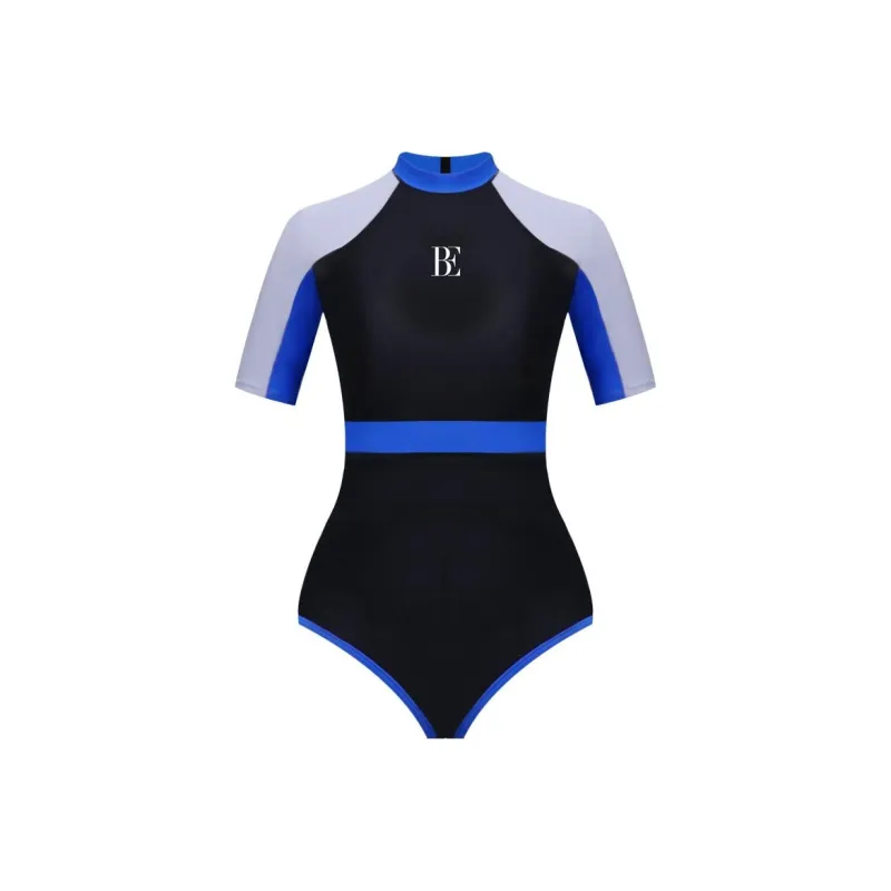 BALNEAIRE MIX Series One Piece Swimsuits Women's Royal Blue/Space Gray Patchwork-0