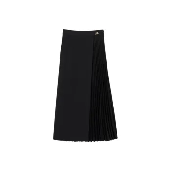 Sandro Pleated Wrap Midi Skirt