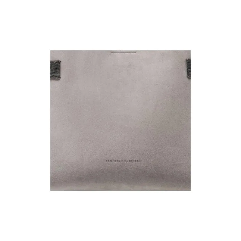 Brunello Cucinelli Monili Leather Tote Bag Shopping Bag Shoulder Bag Handbag Women's Gray-4