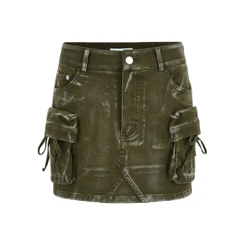 URBAN REVIVO Casual Short Skirts Women's Olive Green