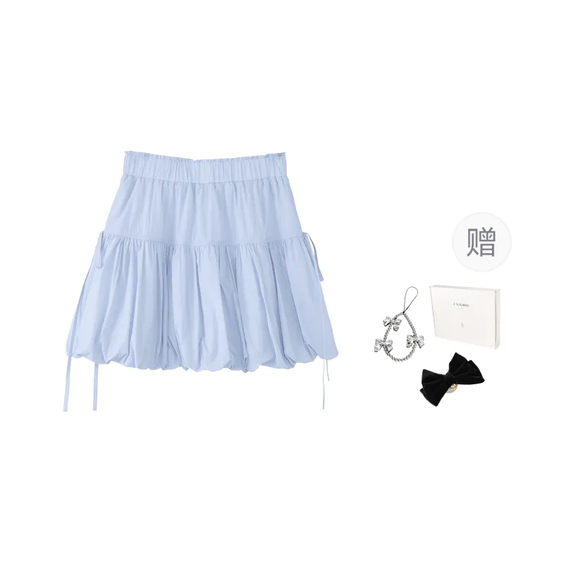 Fstudio Puffy Skirt Casual Short Skirts Women's Blue-0