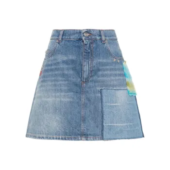 MARNI Logo-Patch Denim Mini Skirt
