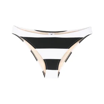 MOSCHINO Logo-patch Striped Bikini Bottoms