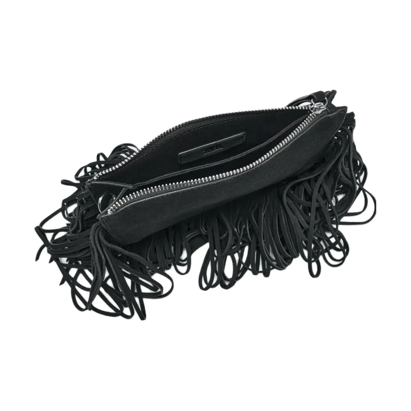 ZARA Cow Leather Crossbody Bag, Shoulder Bag Mini Women's Black-3