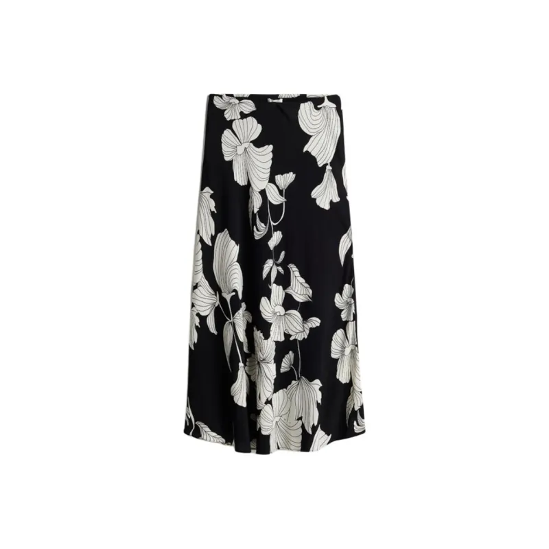 H&M Casual Long Skirts Women's Black/White Floral-0