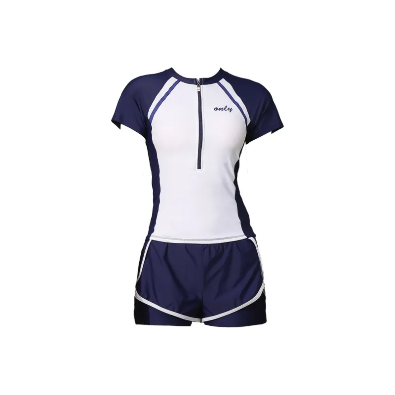 Hao Zhilang Two Piece Swimsuits Women's Navy Blue-0