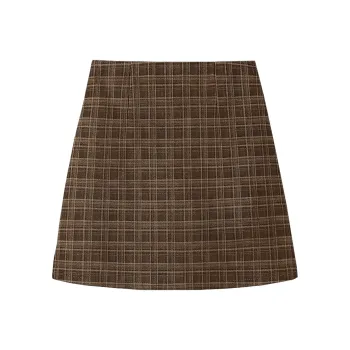 Cypress House Casual Short Skirts Women's Red Coffee Plaid