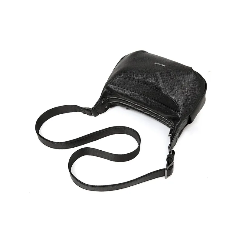Old Man's Head Top Grain Cow Leather Shoulder Bag Women's Black-7