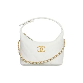 CHANEL Cow Leather Lunch Bag, One Shoulder Handbag Women's White