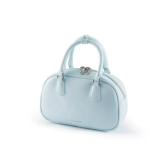 Soullight Soft Skin Feel Boston Bag Cell Phone Pouch Crossbody One Shoulder Handbag Medium Size Women's Sky Blue-3