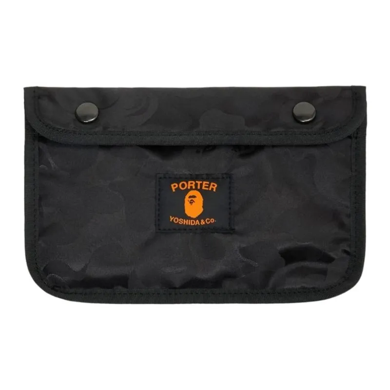 A BATHING APE PORTER Collaboration Polyester Shoulder Bag, Crossbody Bag Unisex Black-6