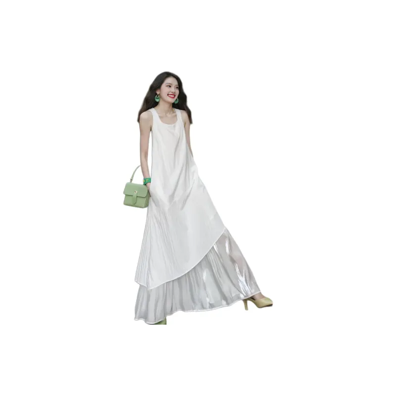 Wbwq Sleeveless Dresses Women's White-6